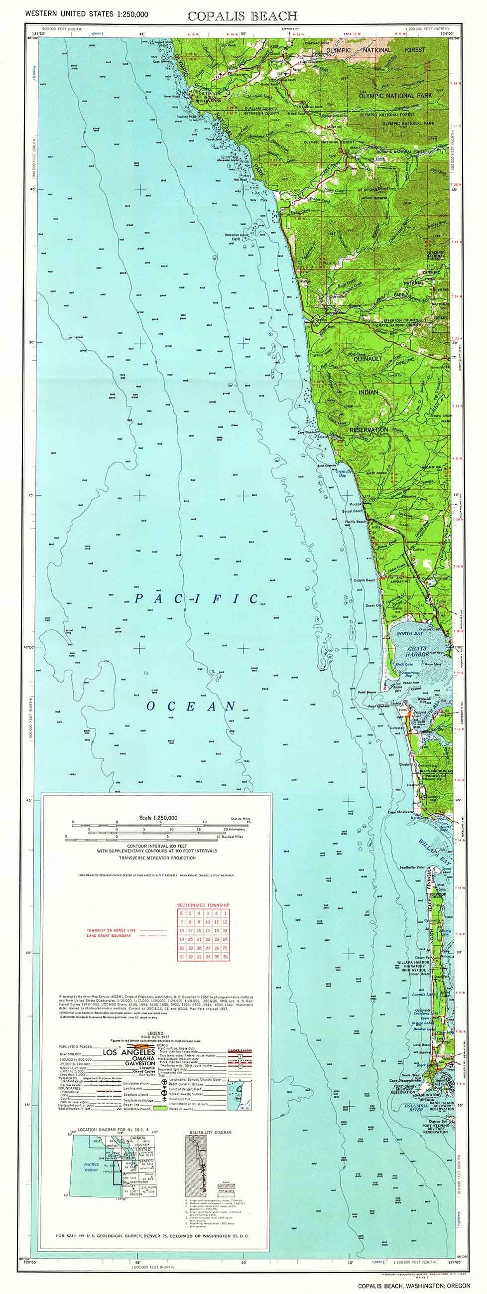 1963 Topo Map of Copalis Beach Washington