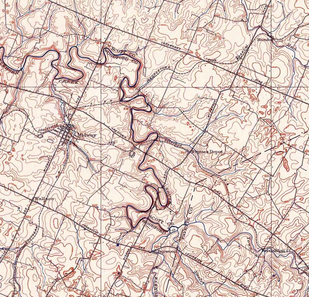 1906 Topo Map of Georgetown Kentucky Lexington Versailles