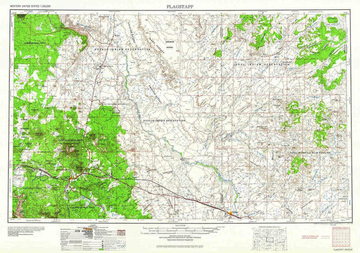 1960 Topo Map of Flagstaff Arizona Navajo Indian Reservation