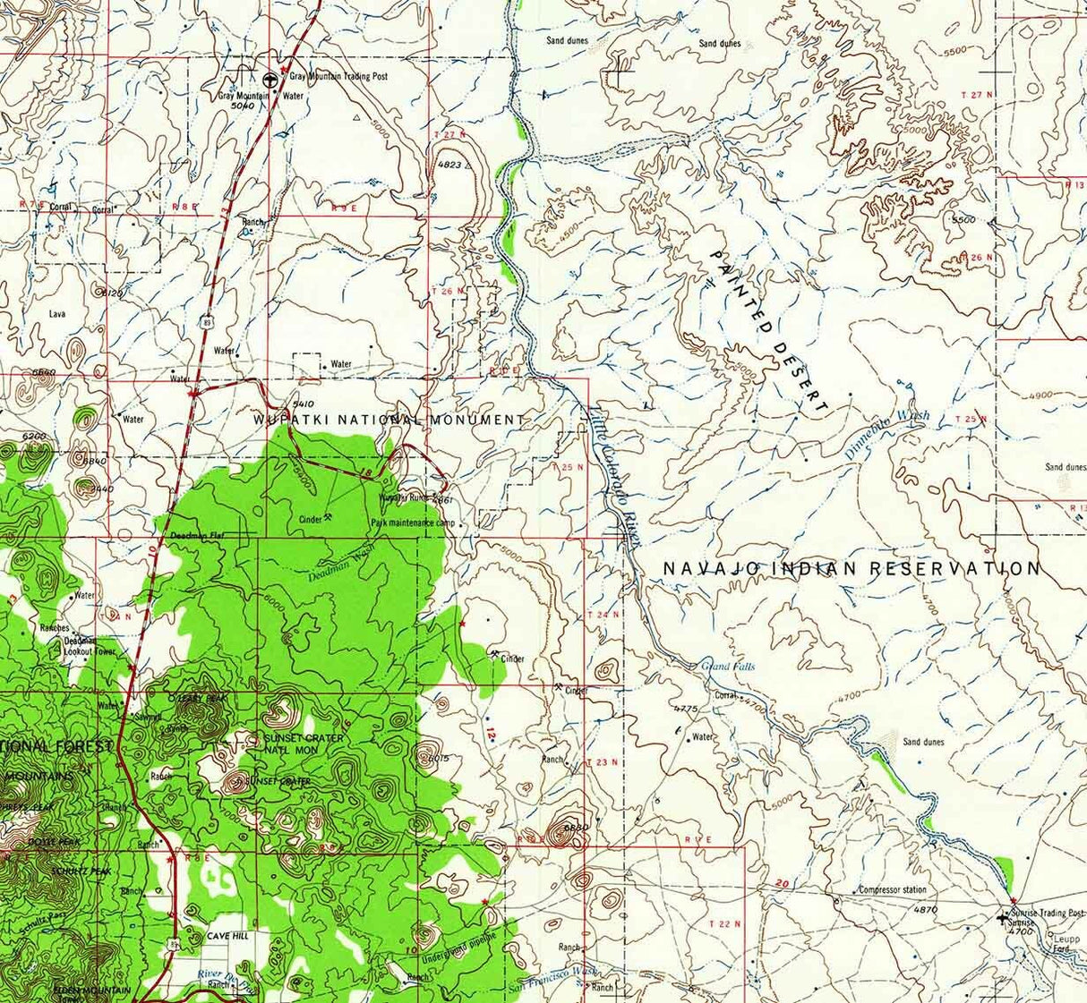 1960 Topo Map of Flagstaff Arizona Navajo Indian Reservation