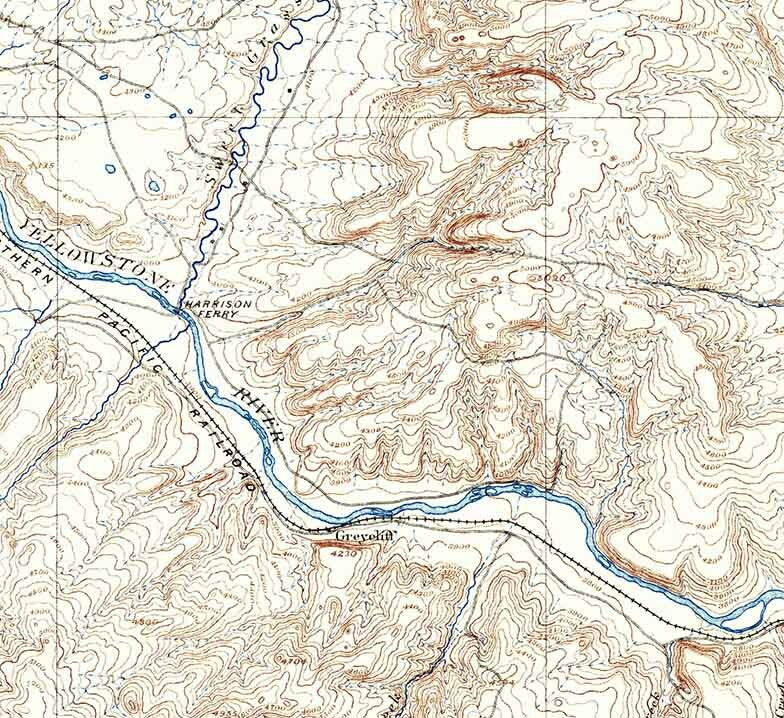 1891 Topo Map of Big Timber Montana
