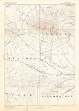 1893 Topo Map of Big Snowy Mountain Montana Yellowstone