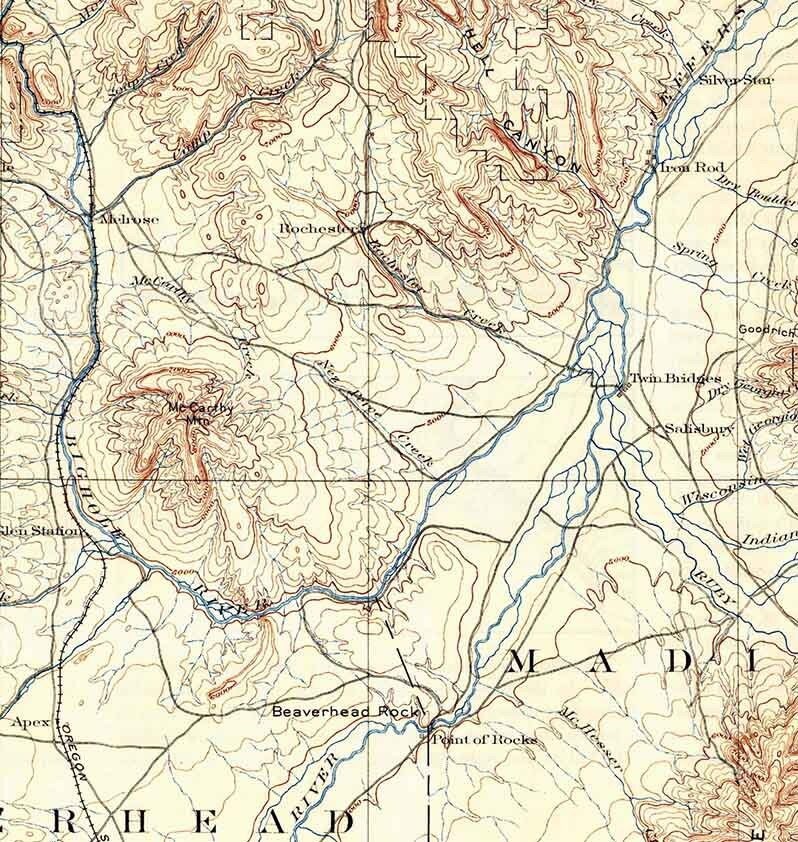 1893 Topo Map of Dillon Montana Beaverhead DeerLodge