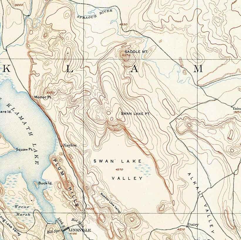 1894 Topo Map of Klamath Oregon
