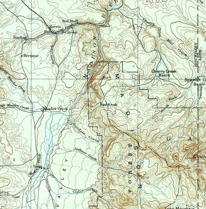 1895 Topo Map of Three Forks Montana Gallatin National Forest