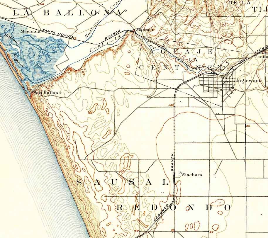 1896 Topo Map of Redondo California San Pedro Los Palos Verdes