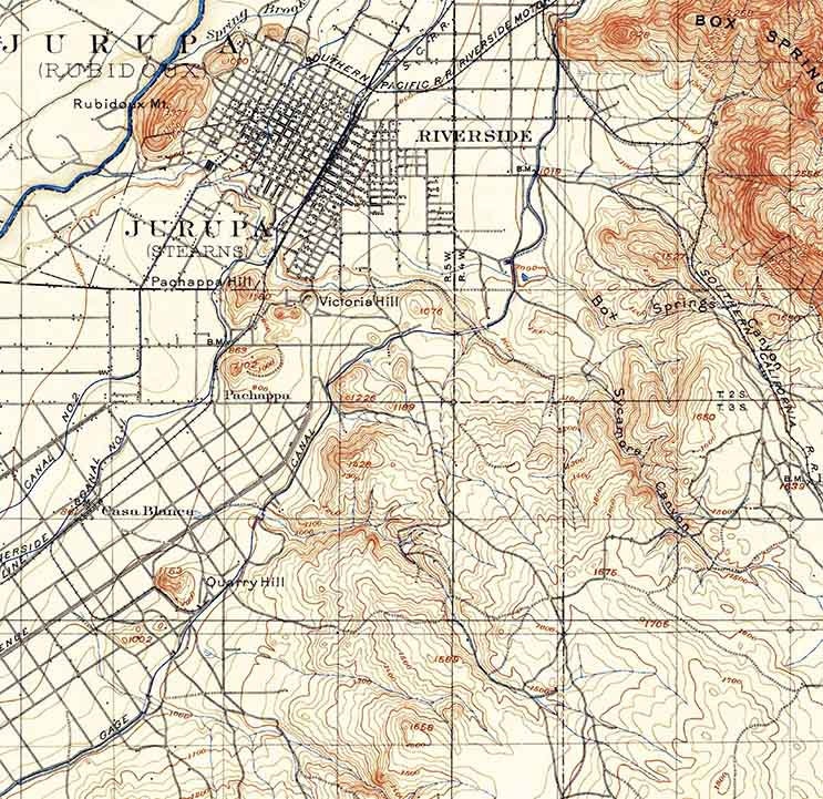 1901 Topo Map of Riverside California El Sobrante De San Jacinto