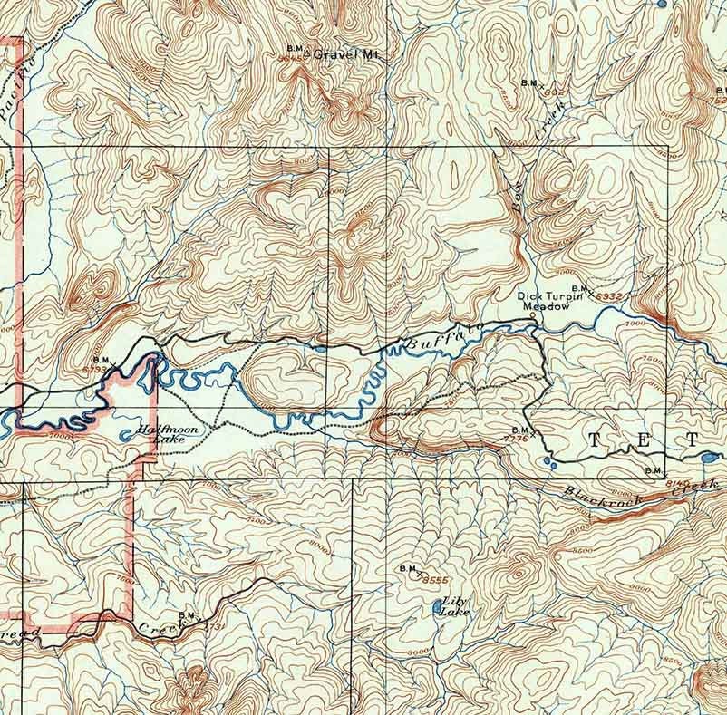 1902 Topo Map of Mt Leidy Wyoming Grand Teton National Park