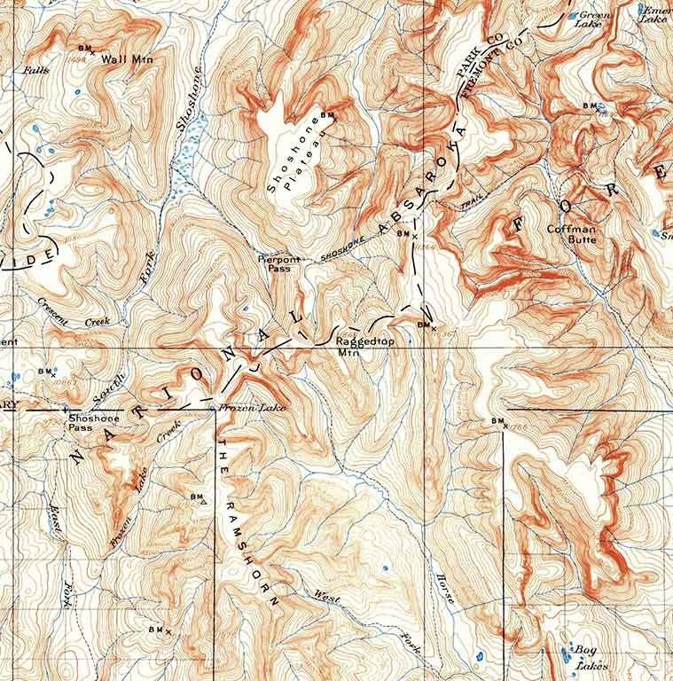 1905 Topo Map of Younts Peak Wyoming Shoshone National Forest