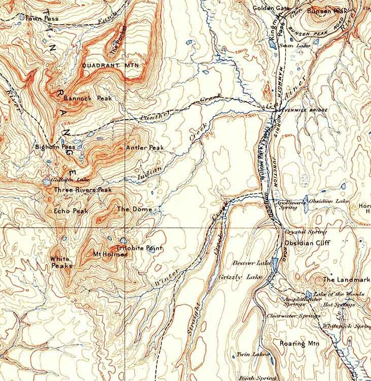 1911 Topo Map of Gallatin Wyoming
