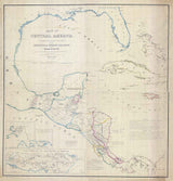 1856 Map of Central America Jamaica Nicaragua Florida Mexico