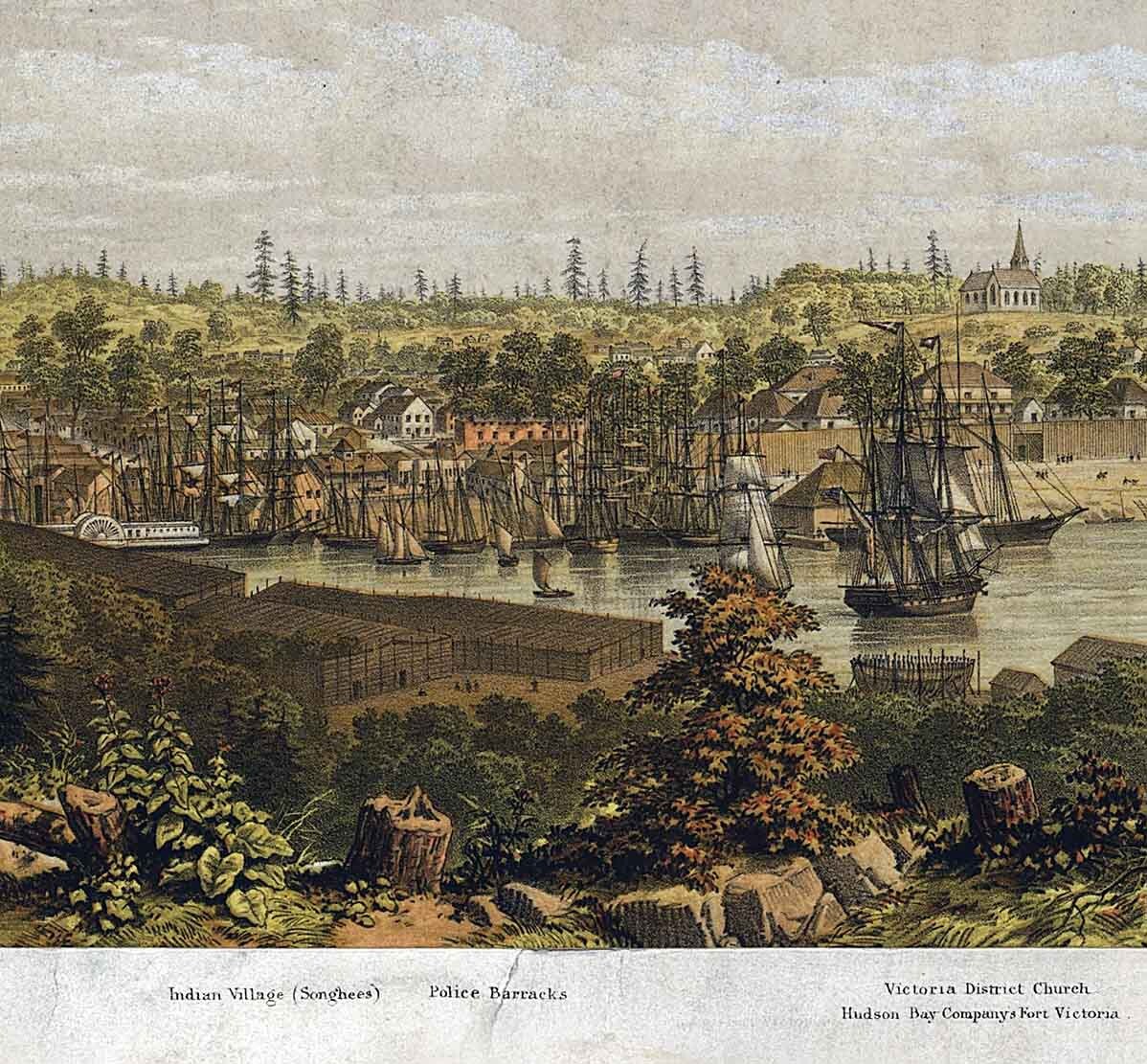 1860 Panoramic Map of Victoria Vancouver Island Canada