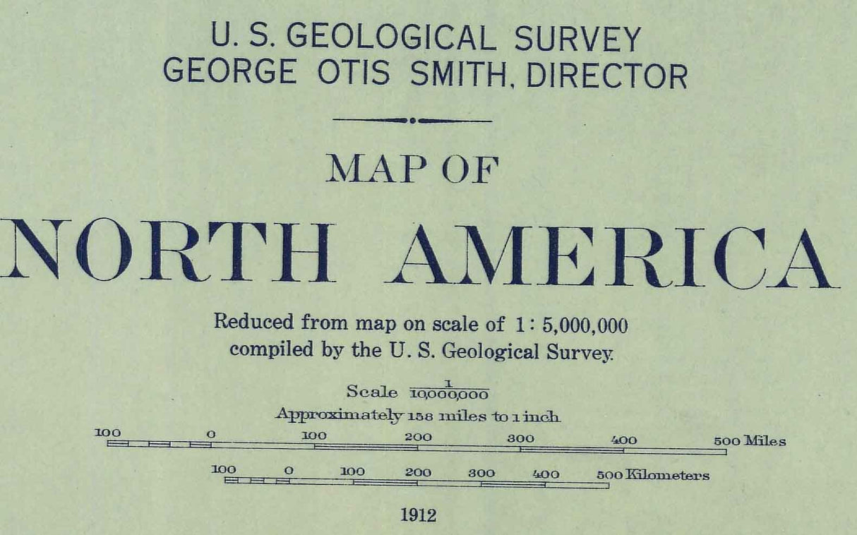 1912 Map of North America South America Canada Greenland