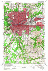 1950 Topo Map of Spokane Washington Fivemile Prairie