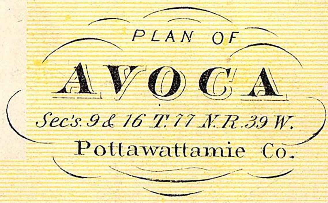 1875 Map of Avoca Pottawattamie County Iowa