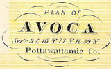 1875 Map of Avoca Pottawattamie County Iowa