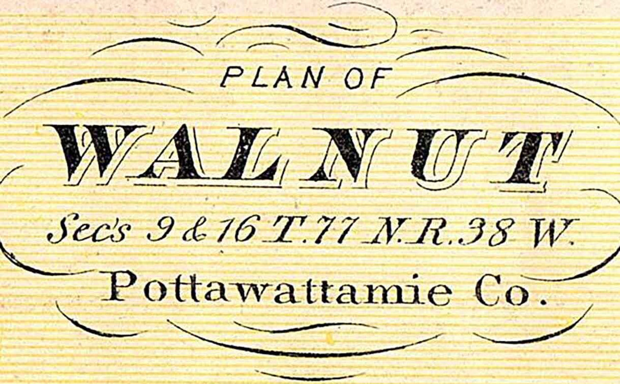 1875 Map of Walnut Pottawattamie County Iowa