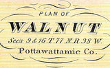1875 Map of Walnut Pottawattamie County Iowa