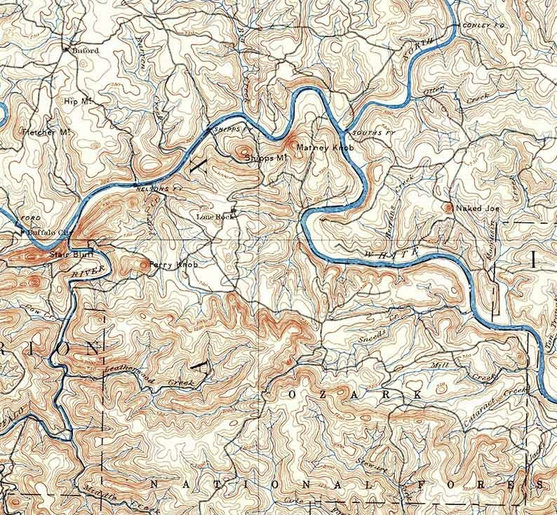 1890 Topo Map of Mountain Home Arkansas