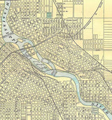 1900 Map of Minneapolis Minnesota Mississippi River