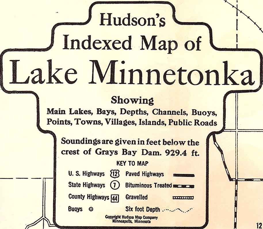 1960 Map of Lake Minnetonka Wayzata Minnesota