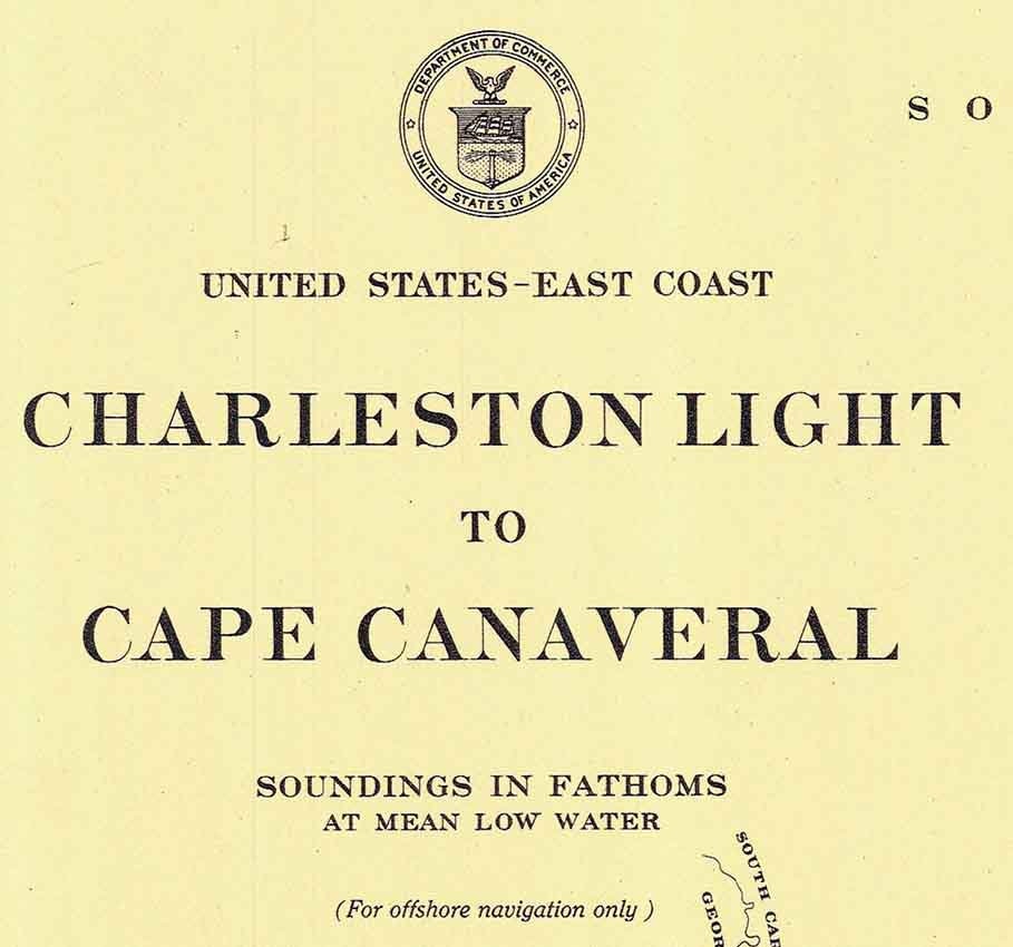 1947 Nautical Map of Charleston Light to Cape Canaveral Florida