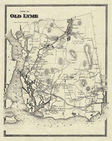 1868 Map of Old Lyme Rogers Lake Laysville Connecticut