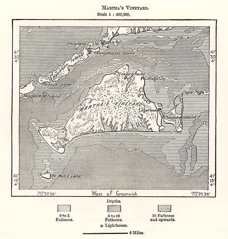 1885 Map of Marthas Vineyard Massachusetts