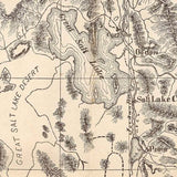 1890 Map the Great Salt Lake Sevier River & Great Salt Lake Desert