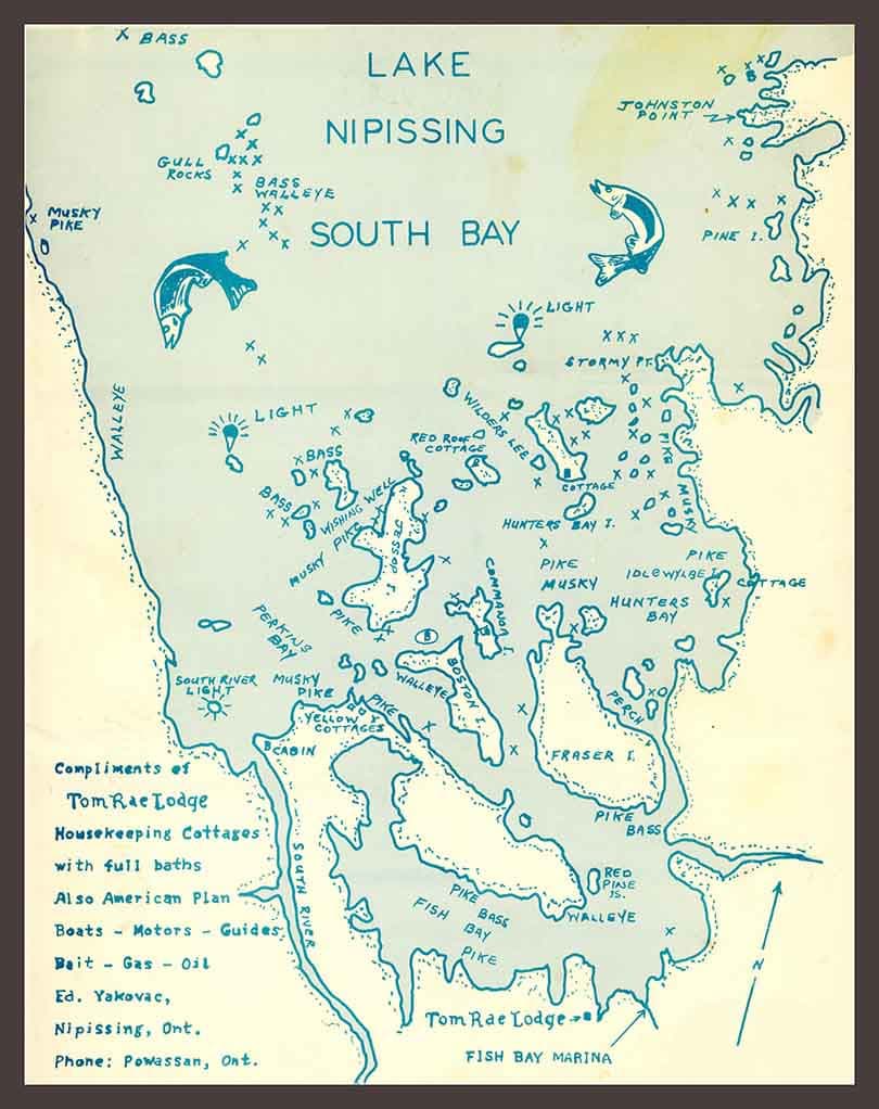 1900s Map of Lake Nipissing South Bay Ontario Canada