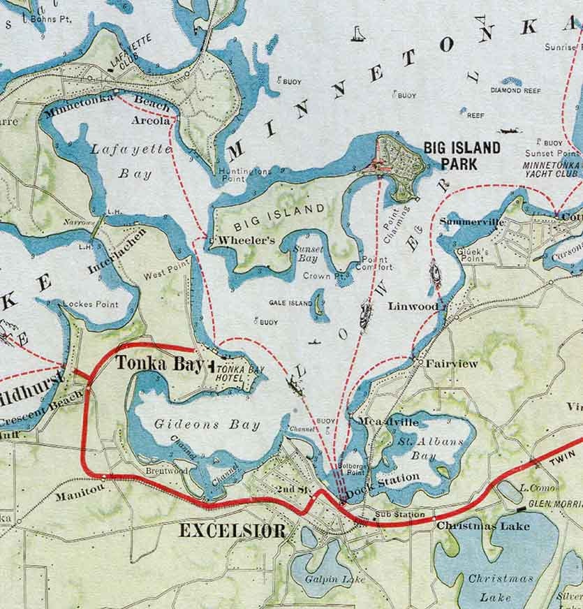 1907 Map of Lake Minnetonka Minnesota