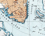 1909 Map of Charleston South Carolina and The Bay by Baedeker
