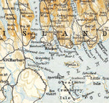 1909 Map of Mount Desert Island Maine Bar Harbor by Baedeker