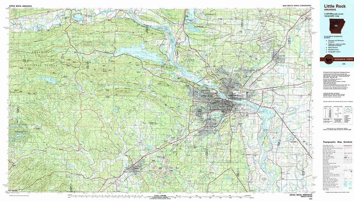 1985 Topo Map of Little Rock Arkansas