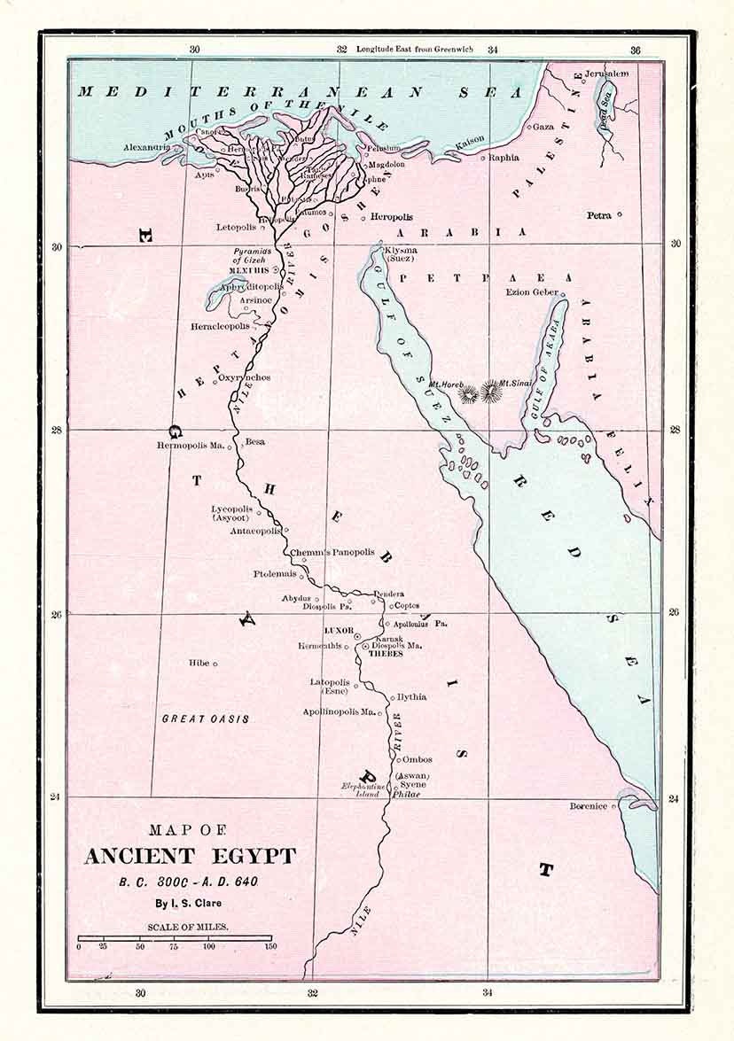 1900 Map of Ancient Egypt Arabia Palestine Jerusalem Nile River