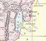 1900 Map of Ancient Palestine Dead Sea Jerusalem Manasseh