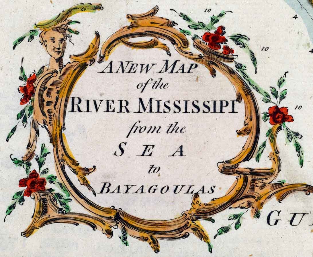 1761 Map of the Mississippi River Lake Ouachas Lake Borgne