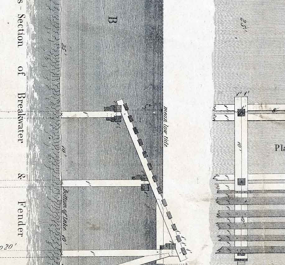 1853 Map of Lake Pontchartrain Harbour & Breakwater Louisiana