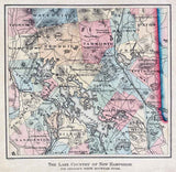 1870s Map of The Lake Country New Hampshire Lake Winnepesaukee & Squam Lake