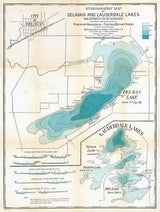 1898 Map of Delavan and Lauderdale Lakes Walworth County Wisconsin