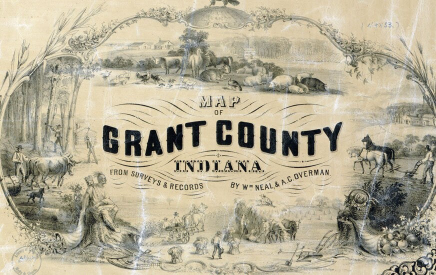 1861 Farm Line Map of Grant County Indiana