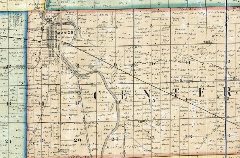 1861 Farm Line Map of Grant County Indiana