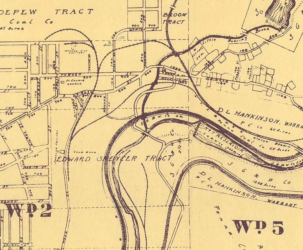 1933 Map of Dunmore PA Scranton