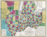 1836 Map of Ohio Indiana Illinois Michigan Territory