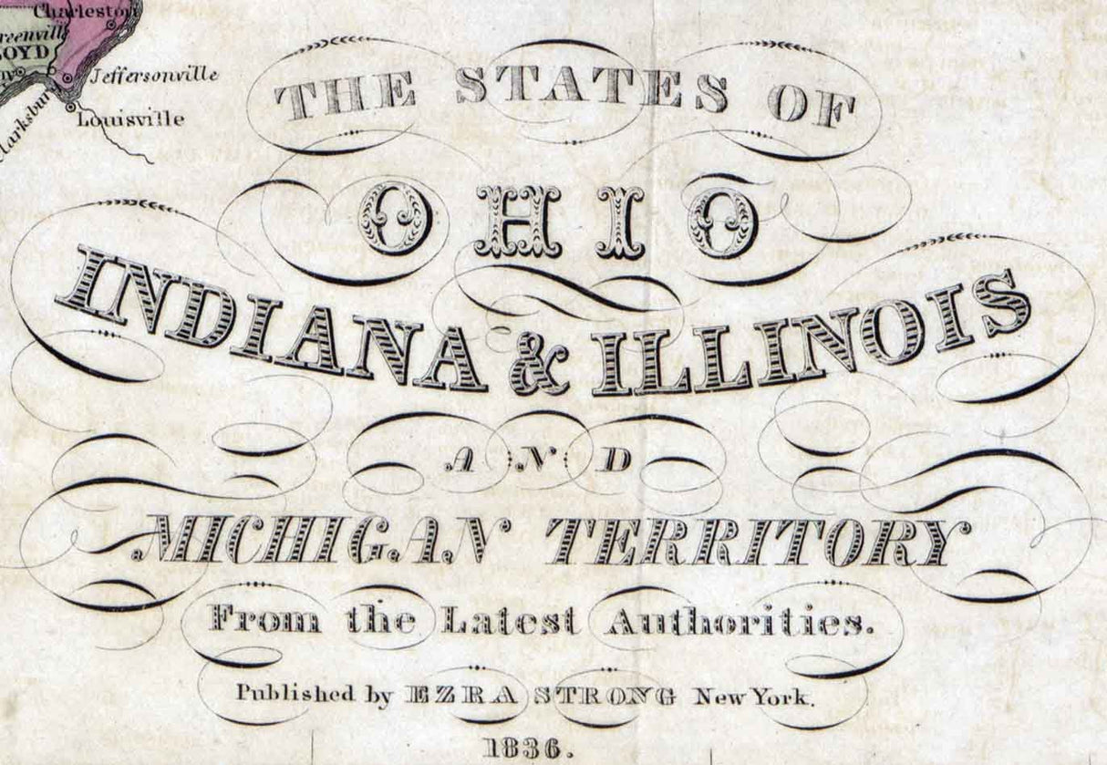 1836 Map of Ohio Indiana Illinois Michigan Territory