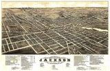 1881 Panoramic Map of Jackson Michigan