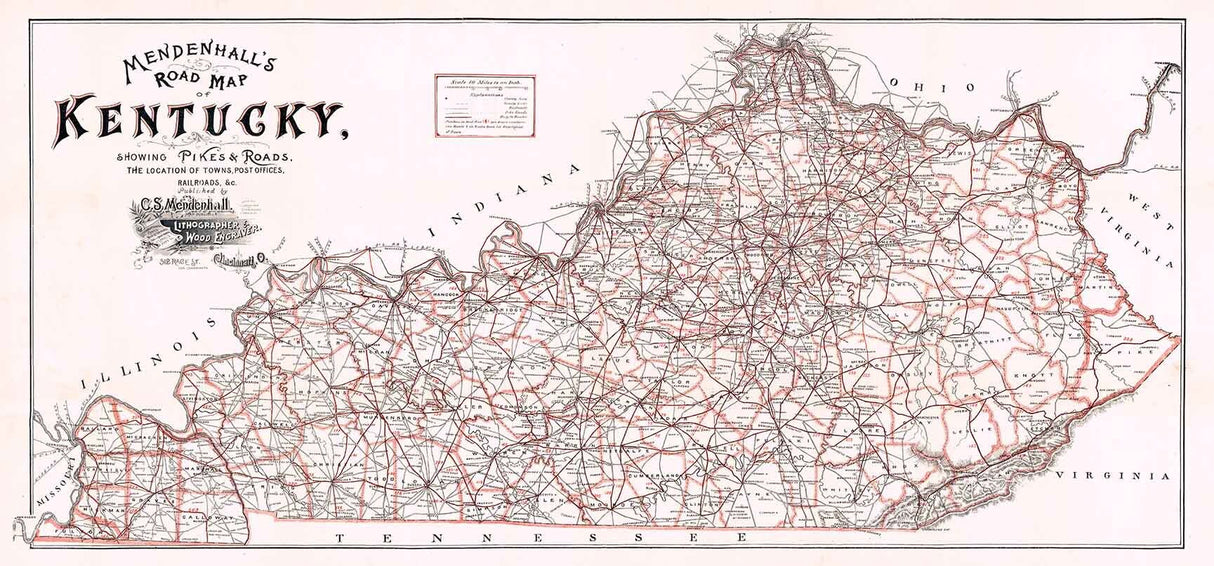 1900s Map of Mendenhalls Road Kentucky