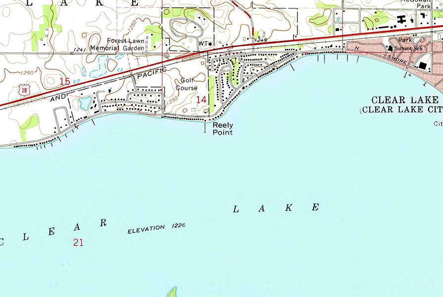 1972 Map of Clear Lake Iowa