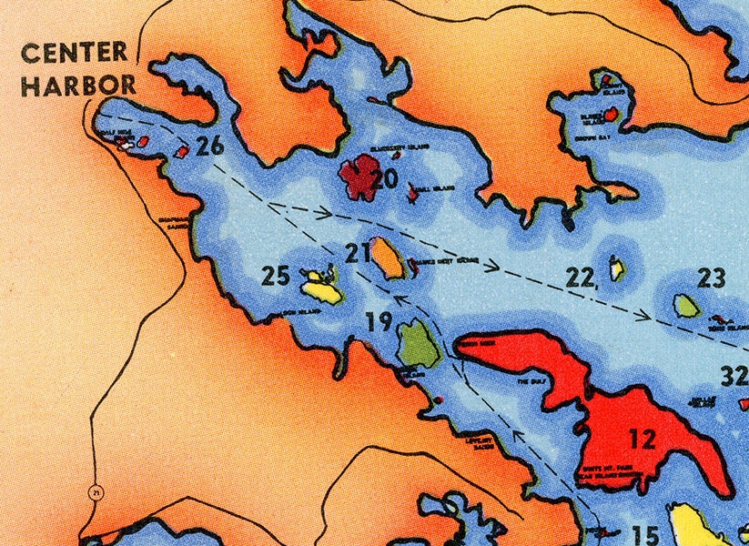 1940s Map of Lake Winnipesaukee New Hampshire