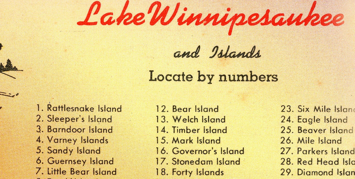 1940s Map of Lake Winnipesaukee New Hampshire